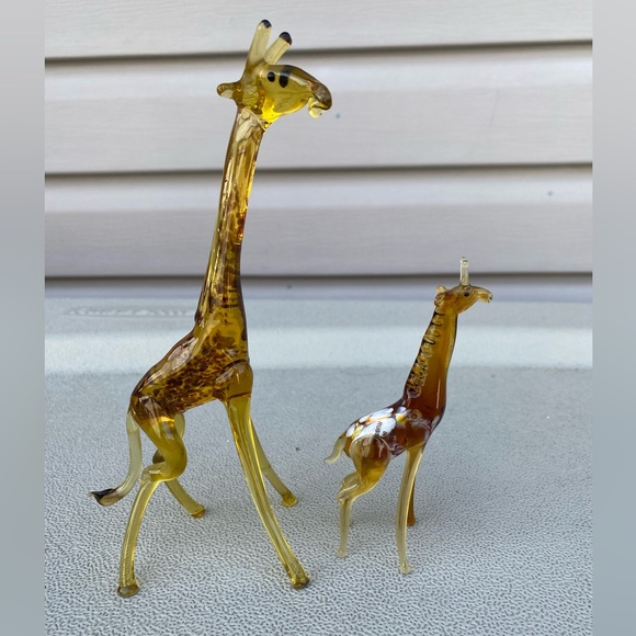 Russian Hand Blown Art Glass Giraffes Figures Mom and Baby - Picture 5 of 10